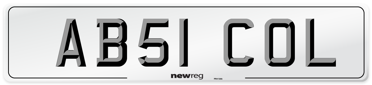 AB51 COL Front Number Plate
