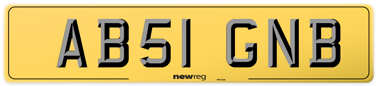 AB51 GNB Rear Number Plate