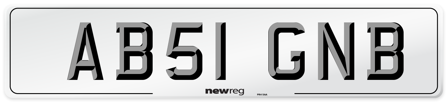 AB51 GNB Front Number Plate