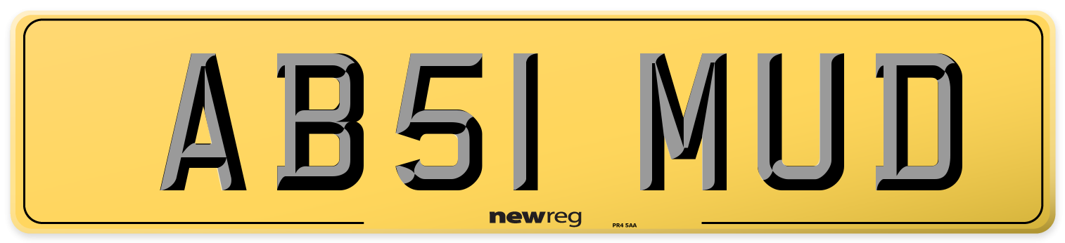 AB51 MUD Rear Number Plate