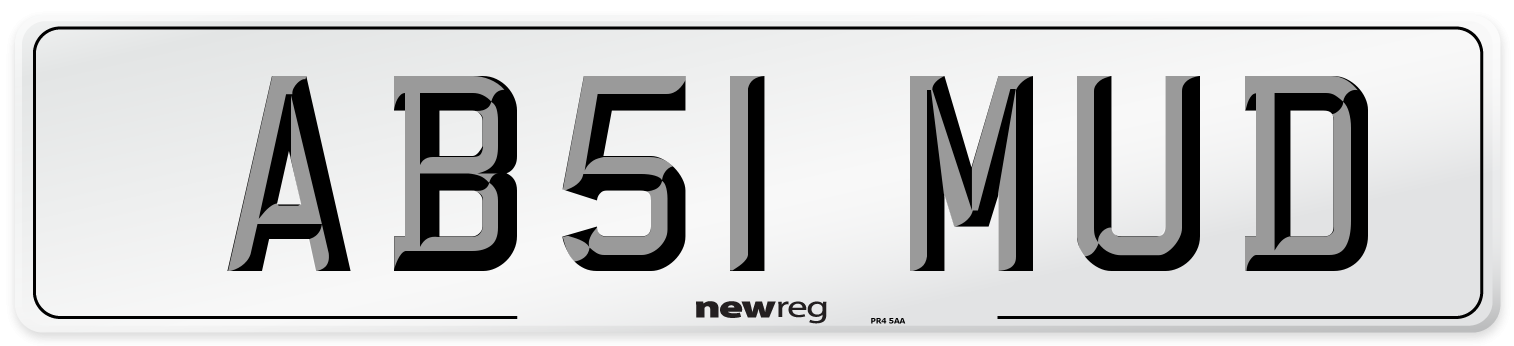 AB51 MUD Front Number Plate