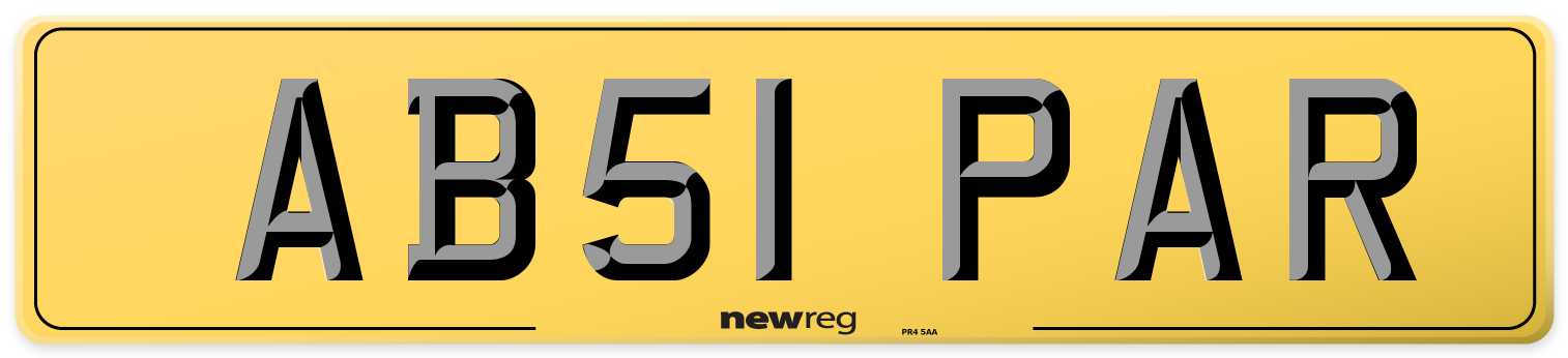 AB51 PAR Rear Number Plate