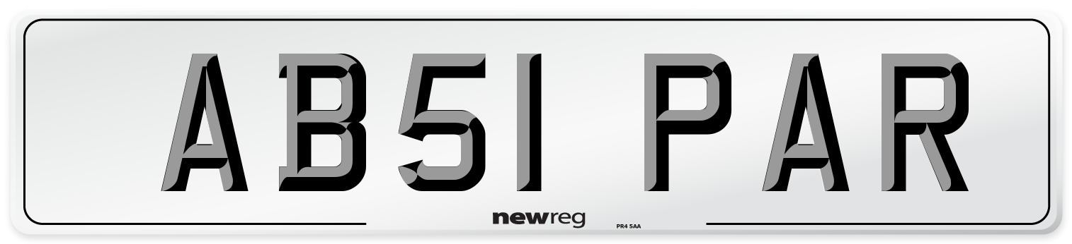 AB51 PAR Front Number Plate