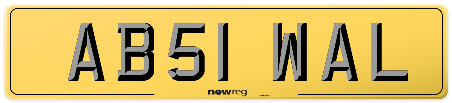 AB51 WAL Rear Number Plate