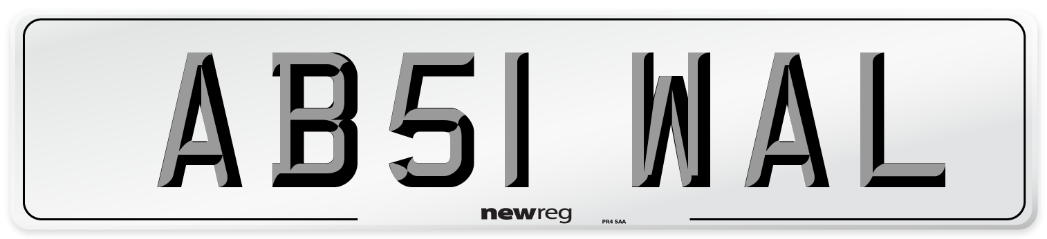 AB51 WAL Front Number Plate