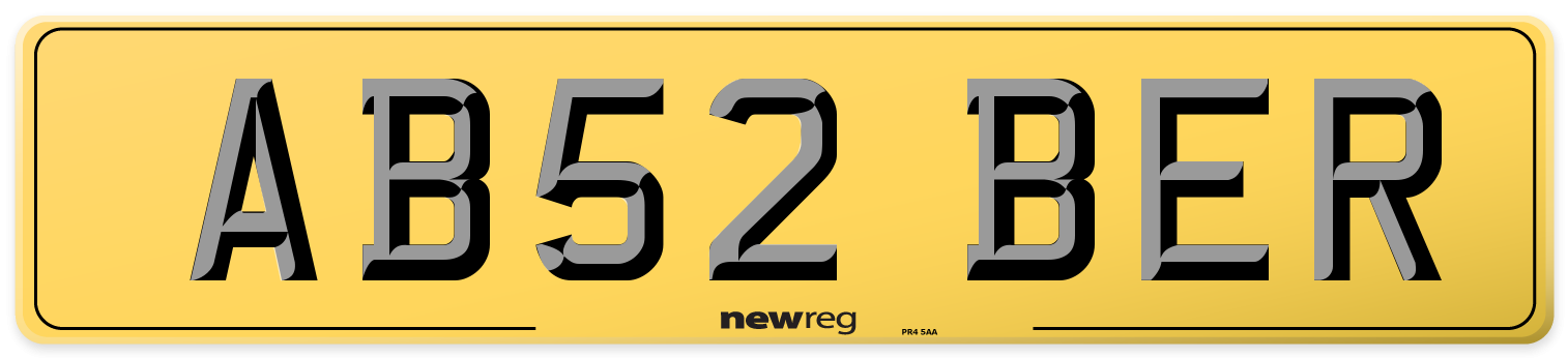 AB52 BER Rear Number Plate
