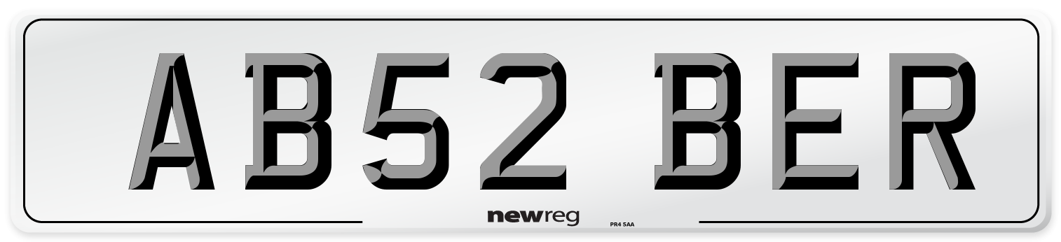 AB52 BER Front Number Plate
