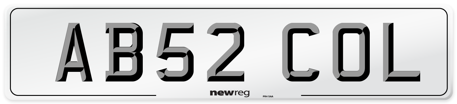 AB52 COL Front Number Plate