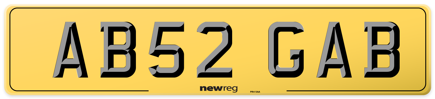 AB52 GAB Rear Number Plate