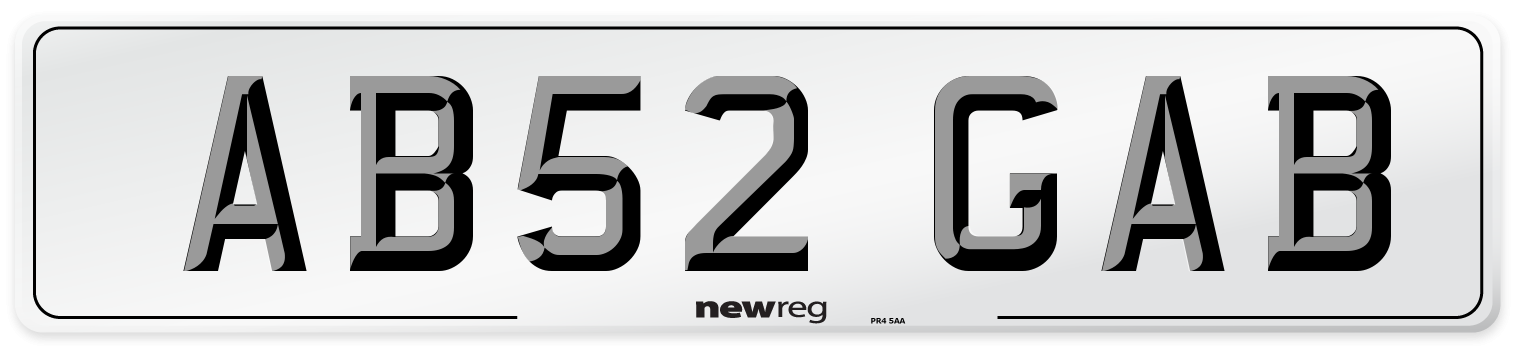 AB52 GAB Front Number Plate
