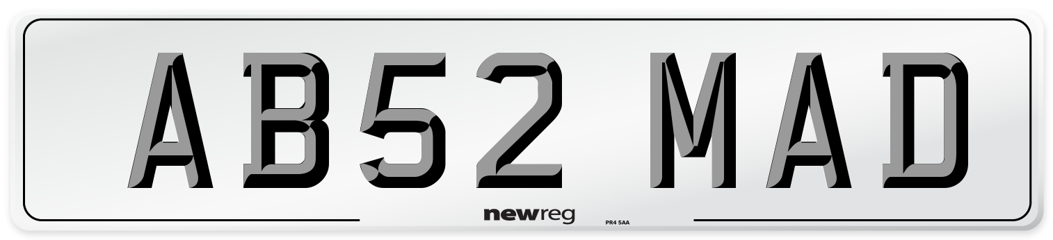 AB52 MAD Front Number Plate