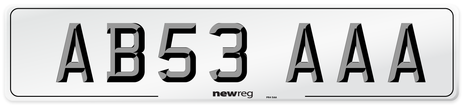 AB53 AAA Front Number Plate