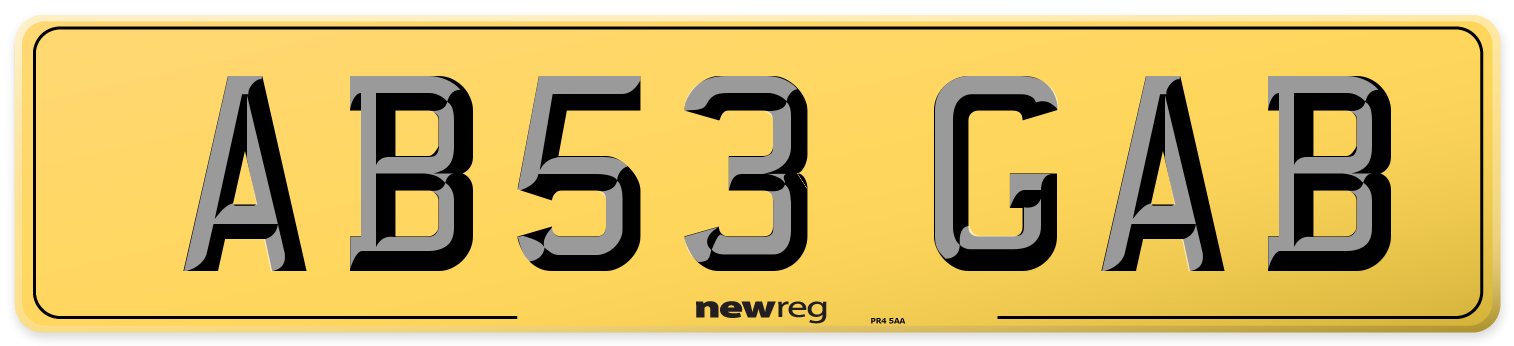 AB53 GAB Rear Number Plate