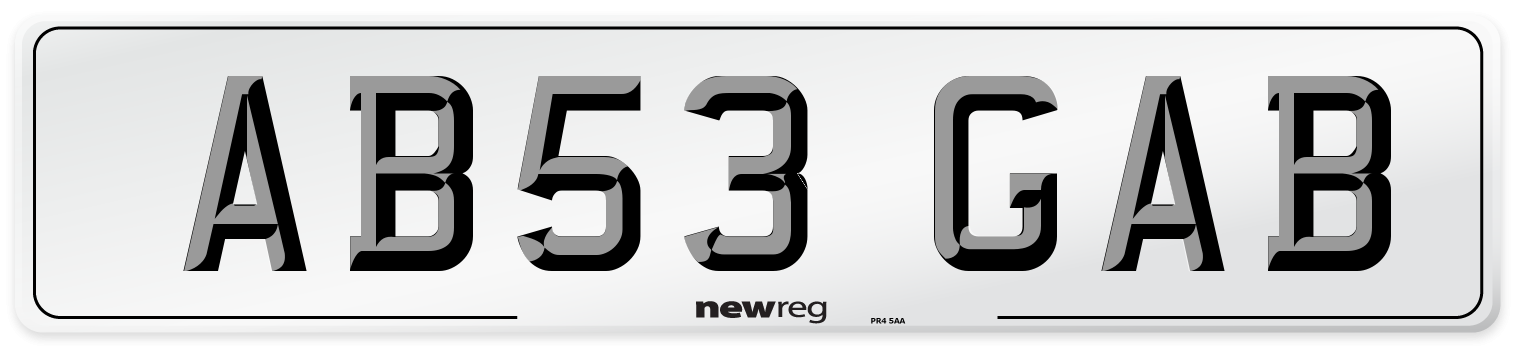 AB53 GAB Front Number Plate