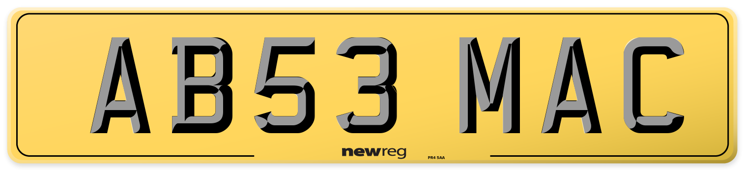 AB53 MAC Rear Number Plate