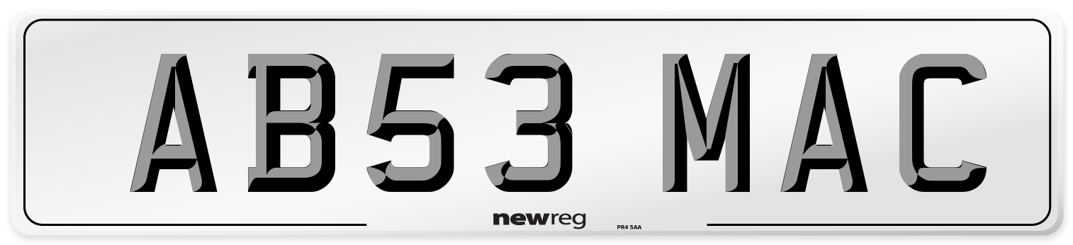 AB53 MAC Front Number Plate