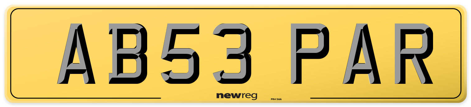 AB53 PAR Rear Number Plate