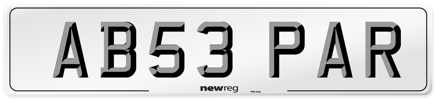 AB53 PAR Front Number Plate