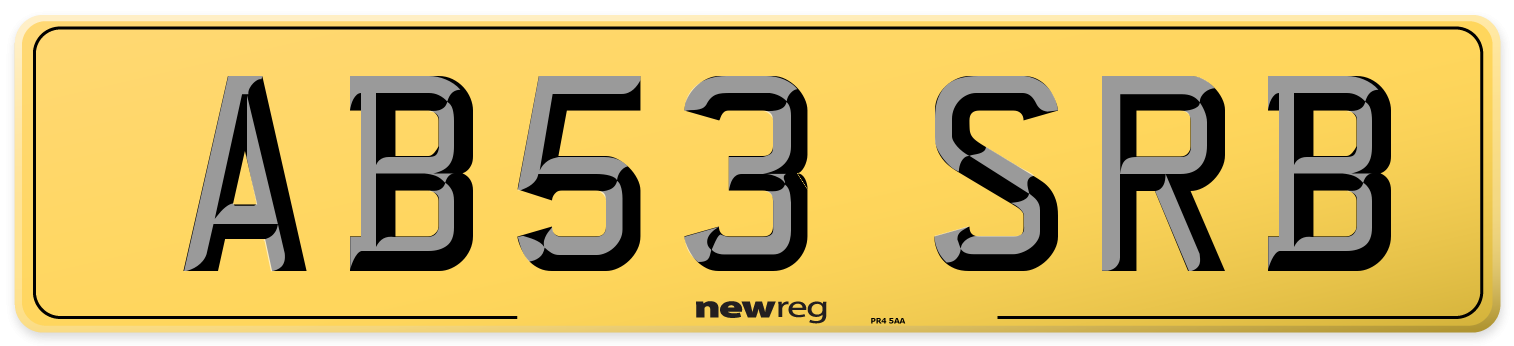 AB53 SRB Rear Number Plate