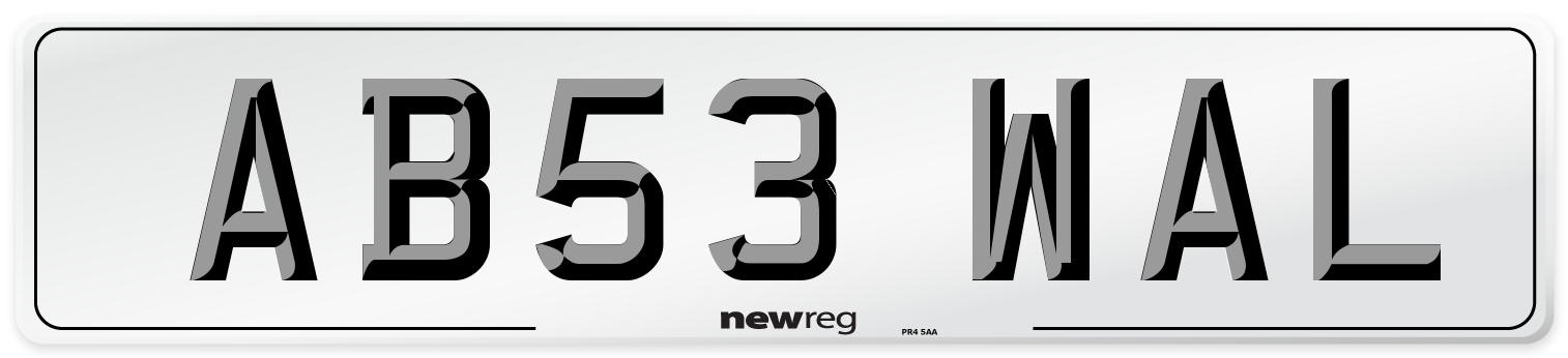 AB53 WAL Front Number Plate