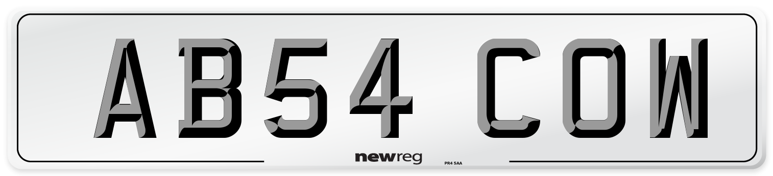 AB54 COW Front Number Plate
