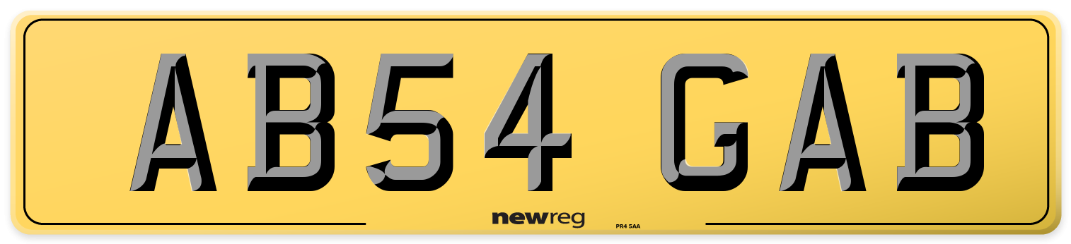 AB54 GAB Rear Number Plate