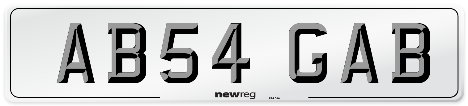 AB54 GAB Front Number Plate