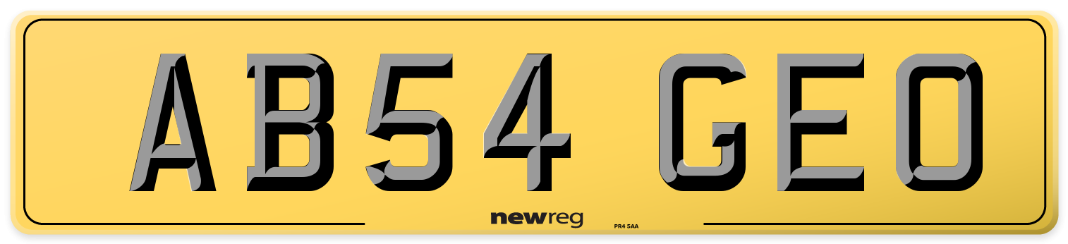 AB54 GEO Rear Number Plate
