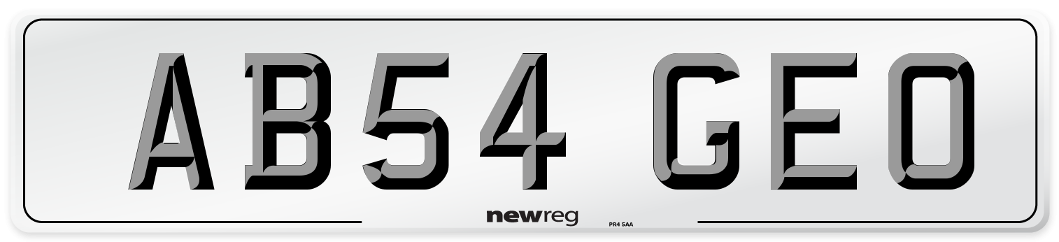 AB54 GEO Front Number Plate