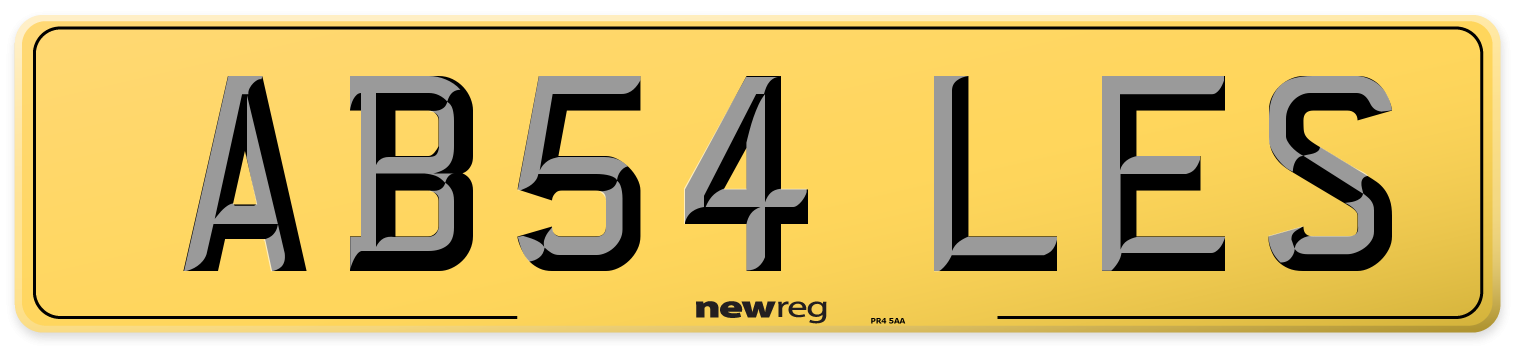 AB54 LES Rear Number Plate