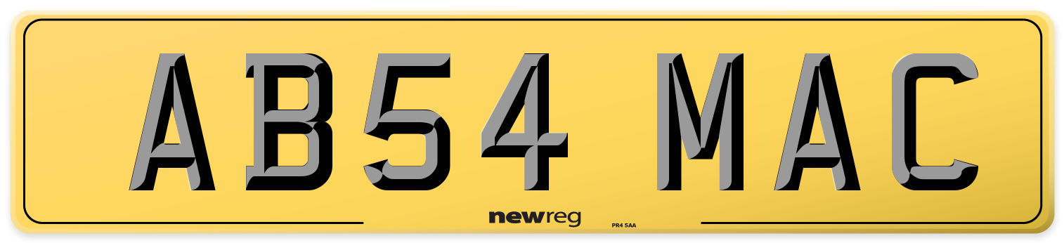 AB54 MAC Rear Number Plate
