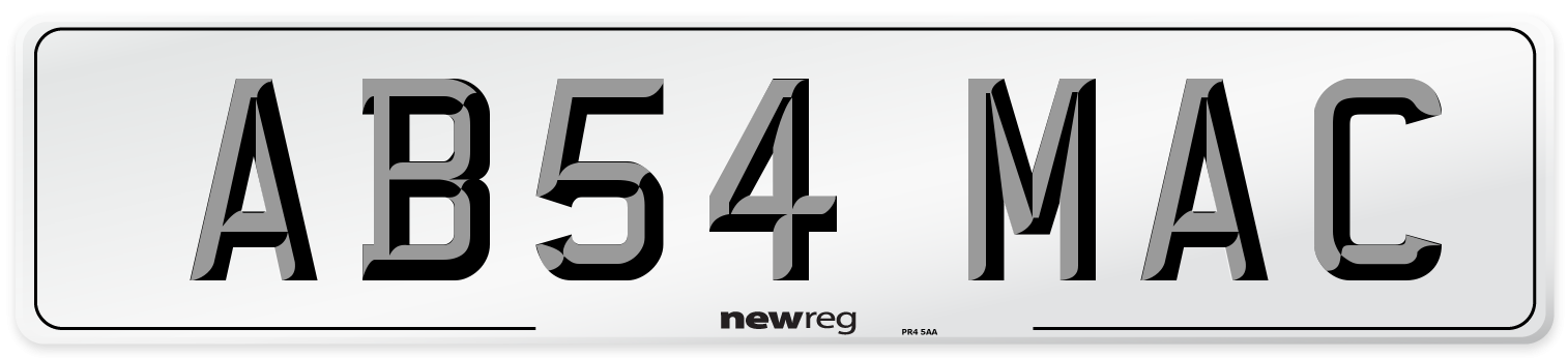 AB54 MAC Front Number Plate