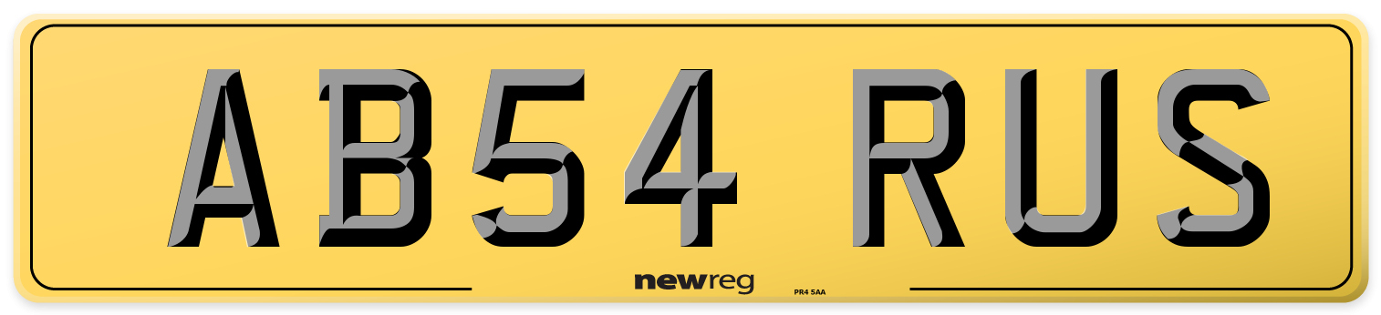 AB54 RUS Rear Number Plate