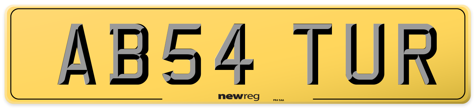 AB54 TUR Rear Number Plate