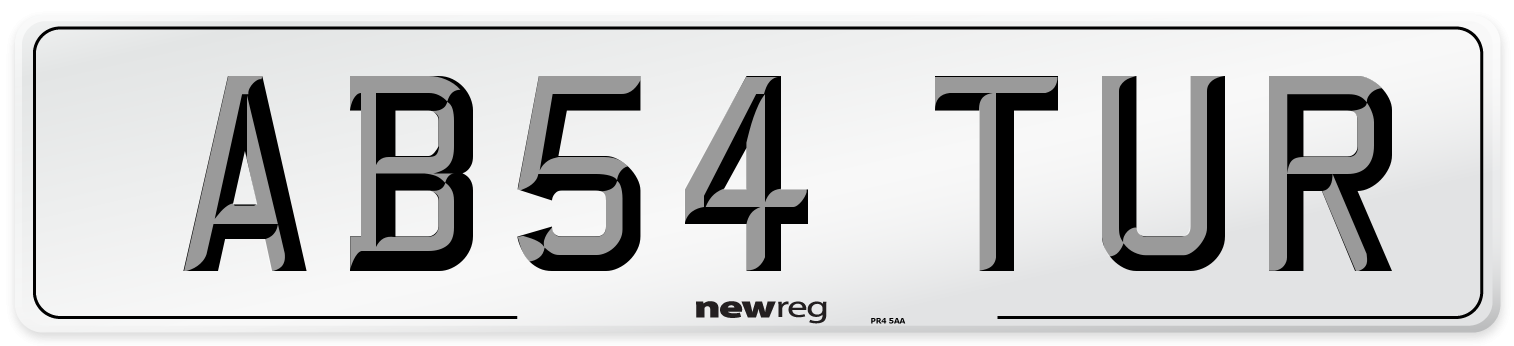 AB54 TUR Front Number Plate