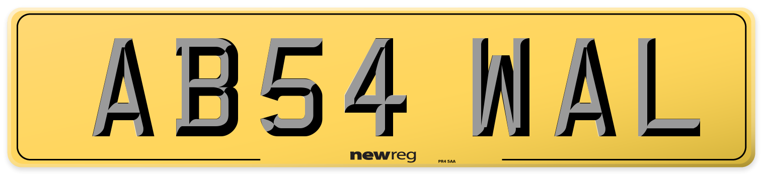 AB54 WAL Rear Number Plate