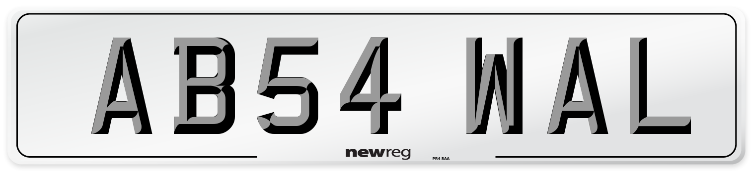 AB54 WAL Front Number Plate