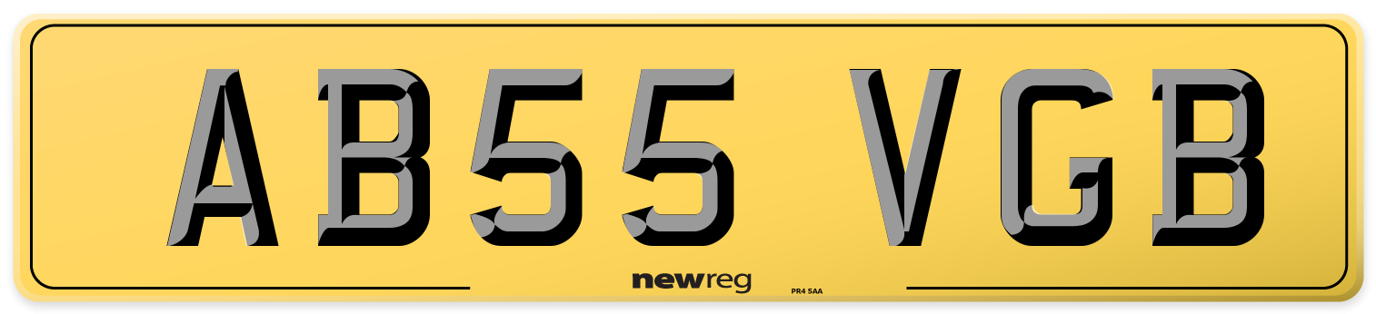 AB55 VGB Rear Number Plate