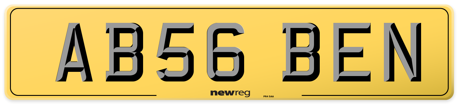 AB56 BEN Rear Number Plate