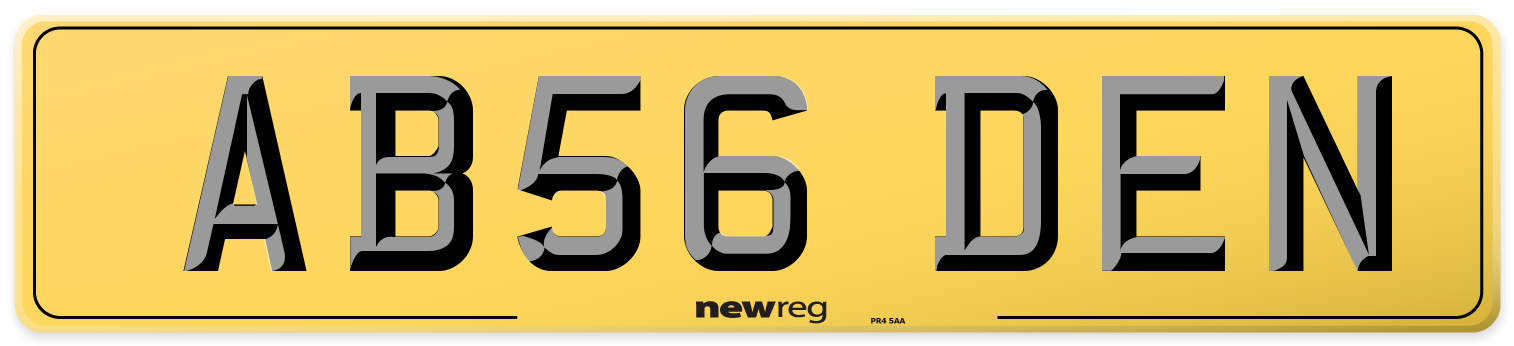 AB56 DEN Rear Number Plate