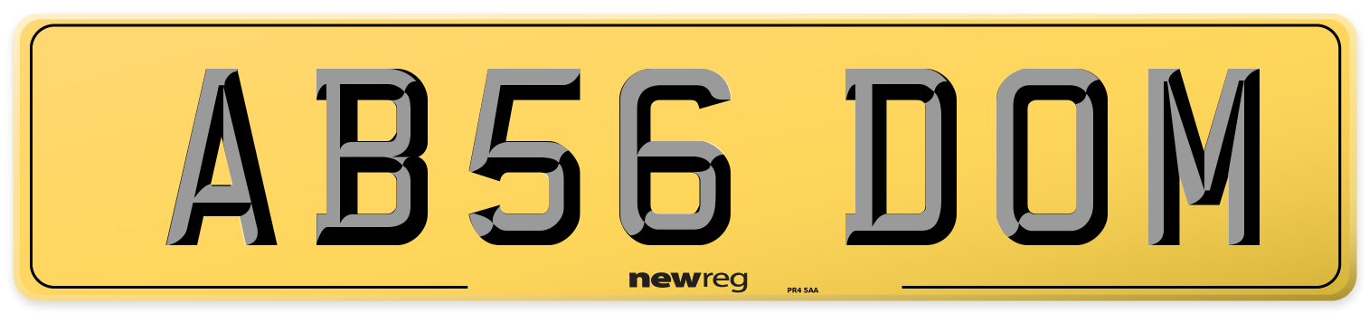 AB56 DOM Rear Number Plate