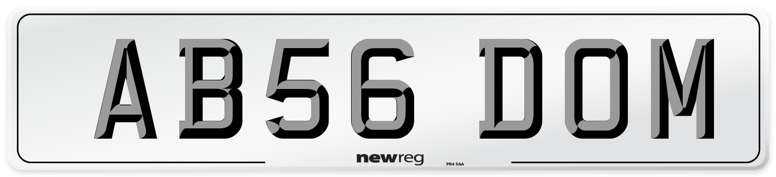 AB56 DOM Front Number Plate