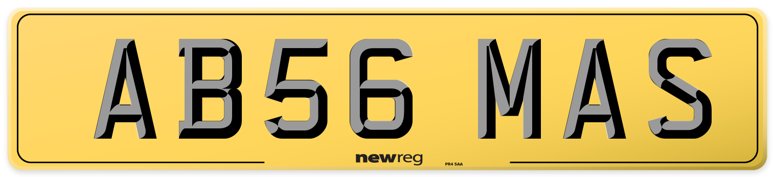 AB56 MAS Rear Number Plate
