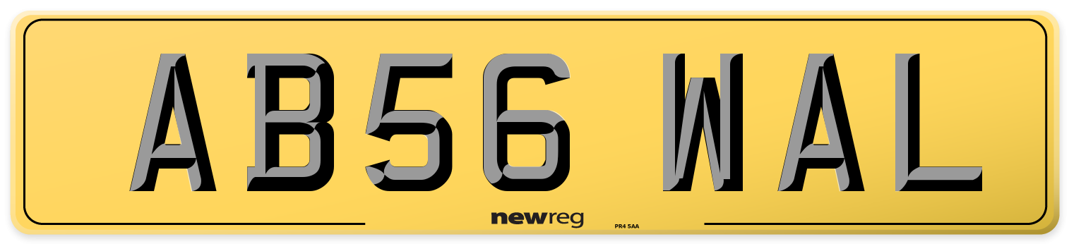 AB56 WAL Rear Number Plate