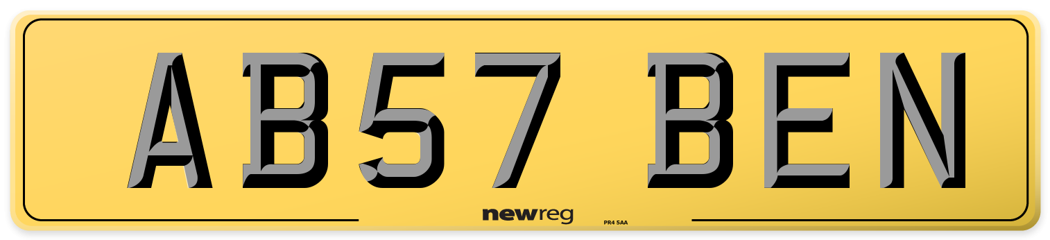 AB57 BEN Rear Number Plate