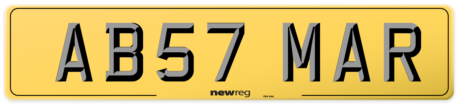 AB57 MAR Rear Number Plate