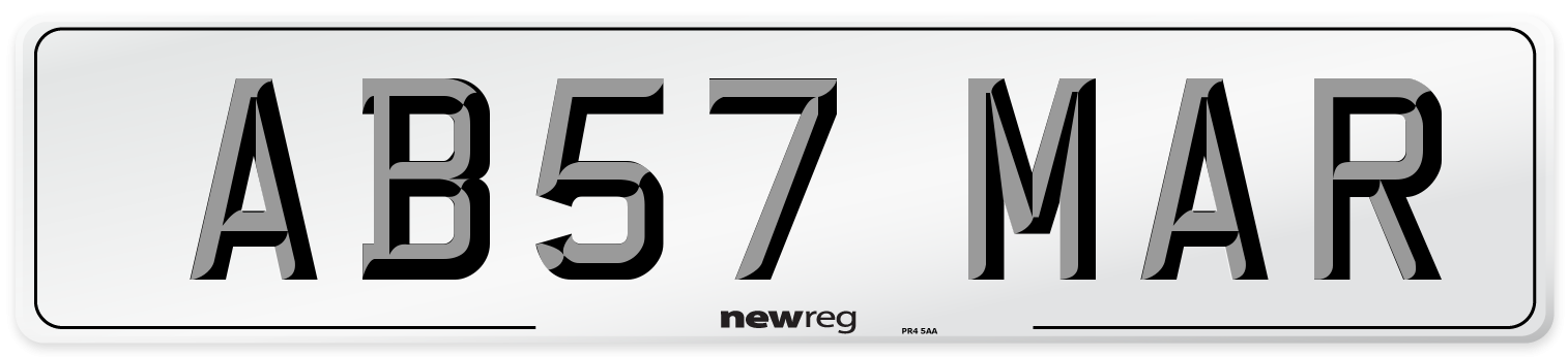 AB57 MAR Front Number Plate