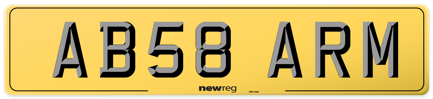 AB58 ARM Rear Number Plate