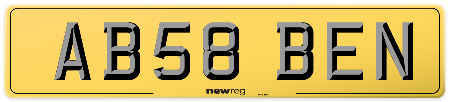 AB58 BEN Rear Number Plate