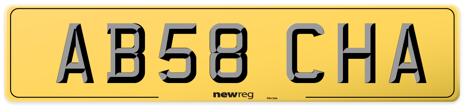 AB58 CHA Rear Number Plate